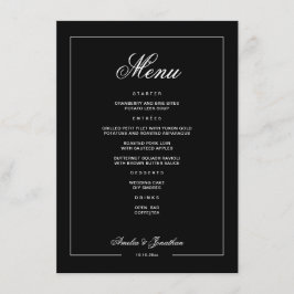 Menu Casamento de Inverno Romântico Preto Elegante