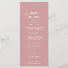 Menu Casamento de Janto de ensaio branco-rosado Elegant