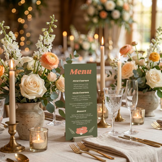 Menu Casamento de Jardim Floral Vintage Retro (Criador carregado)