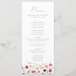 Menu Casamento de Jardins Florais de Campo Russo de Flo