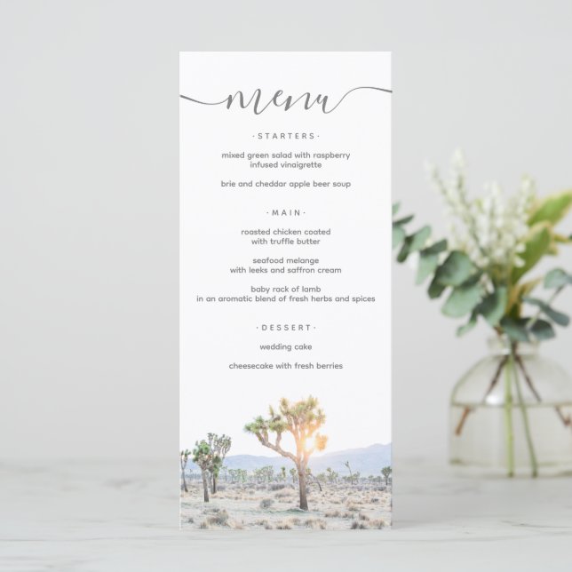 Menu Casamento de Joshua Tree Boho Moderno Elegante (Em pé/Frente)