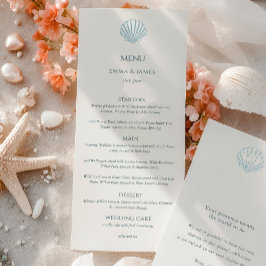 Menu Casamento de lado duplo de concha de mar azul eleg
