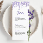 Menu Casamento de Lavanda de Aquarela de Caligrafia Ele<br><div class="desc">Celebre seu dia especial com um toque de elegância e uma dica de romance usando este Menu Plana de Casamento. Projetado com atenção meticulosa aos detalhes, este menu adiciona uma pop de sofisticação à sua recepção de casamento. Feito em estoque liso e de alta qualidade, nosso Flat Menu exude uma...</div>
