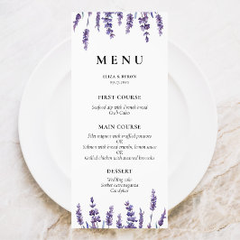 Menu Casamento de lavanda floral elegante