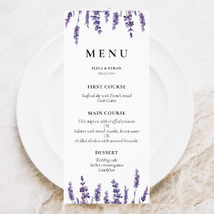 Menu Casamento de lavanda floral elegante