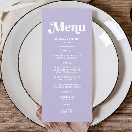 Menu Casamento de Lavanda Roxo Simples
