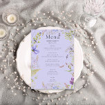 Menu Casamento de Lavandas de Selvagens de Lavanda rust<br><div class="desc">Apresentando nosso belo cardápio de casamento rústico, feito para capturar a essência do seu dia especial com seu design encantador. Imaginem um pano de fundo lavanda, definindo um tom sereno e romântico para sua celebração. O design é enfeitado com um delicado quadro de flores naturais naturais em tons de roxo,...</div>