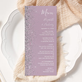 Menu Casamento de Lilac Silver Roxo Roxo Moderno