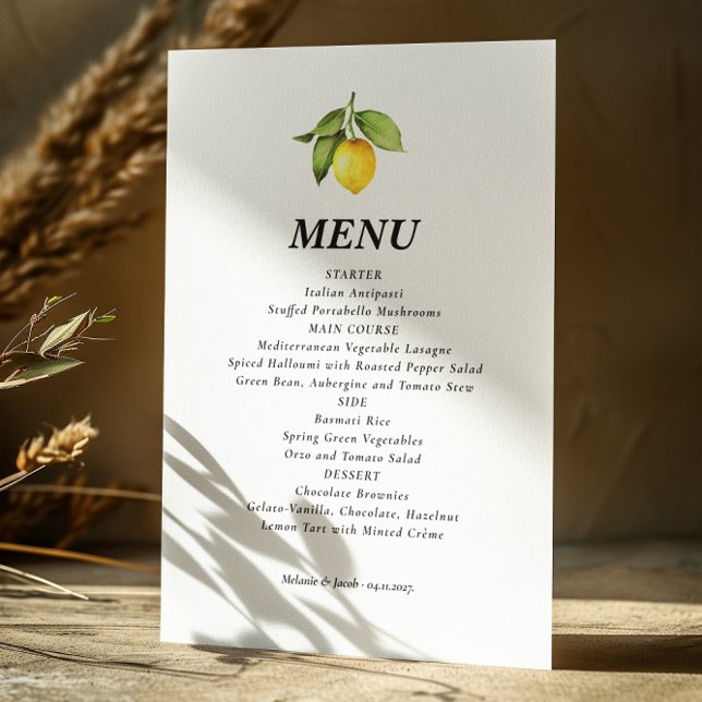 Menu Casamento de Limão Amarelo (Criador carregado)