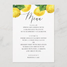 Menu Casamento de Limão Elegante. Jardim de Citrinos Me