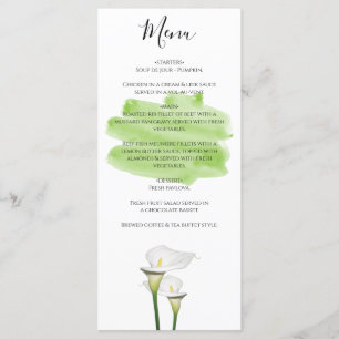 Menu Casamento de Lírios Calla Brancos