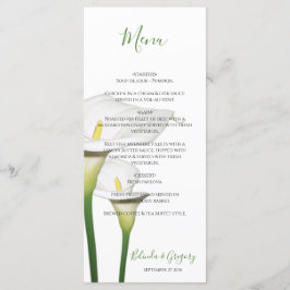Menu Casamento de Lírios de Calla Branca Elegante