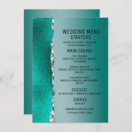 Menu Casamento De Lúpulo De Lúpulo Teal Turquoise Silve