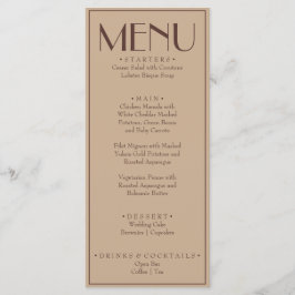 Menu Casamento de Luxo Café com Leite Beige Chique Anti