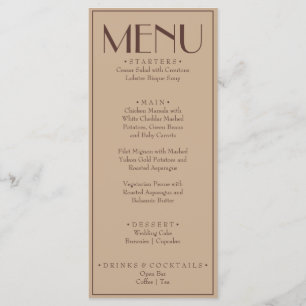 Menu Casamento de Luxo Café com Leite Beige Chique Anti
