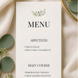 Menu Casamento de Luxo com Verde Eucalipto