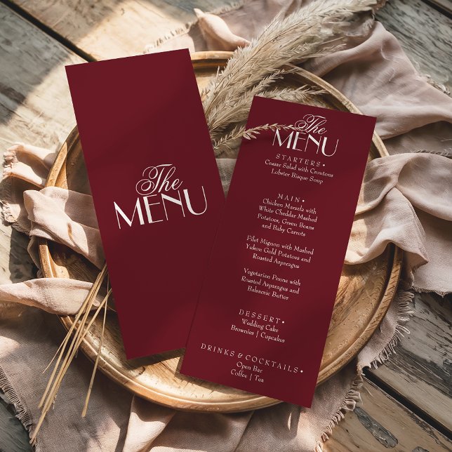 Menu Casamento de Luxo Fino Burgundy Branco Dinheiro An (Criador carregado)