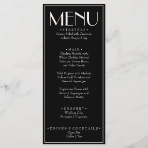 Menu Casamento de Luxo Retro Dinheiro Antigo Creme Pret