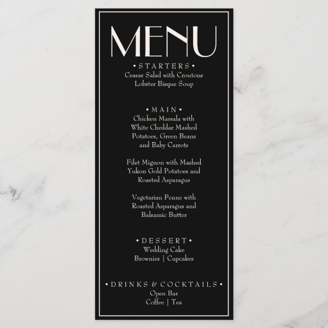 Menu Casamento de Luxo Retro Dinheiro Antigo Creme Pret (Frente)