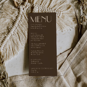 Menu Casamento de Luxo Retro Marrom Terroso Elegante