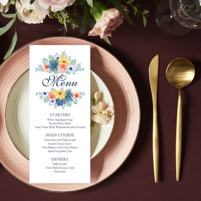 Menu Casamento de Macaron com Suculente Floral Elegante (Criador carregado)