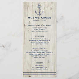 Menu Casamento de Madeira Rústica Âncora da Marinha Náu