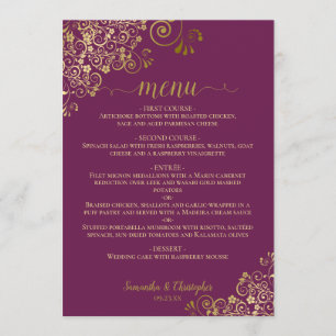 Menu Casamento de Magenta Plum com Cachorros e Sujeiras