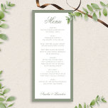 Menu Casamento de Manuscrito Verde de Sage Elegante For<br><div class="desc">O Menu Formal Elegante Sage Green Border Script Wedding adiciona um toque refinado à sua recepção. Apresentando uma sofisticada fronteira verde-sábio e um roteiro elegante,  este menu complementa perfeitamente uma estética de casamento eterno. Ideal para comemorações de primavera e verão!</div>