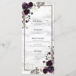 Menu Casamento de Mármores Dourados com Plum Purple Wat