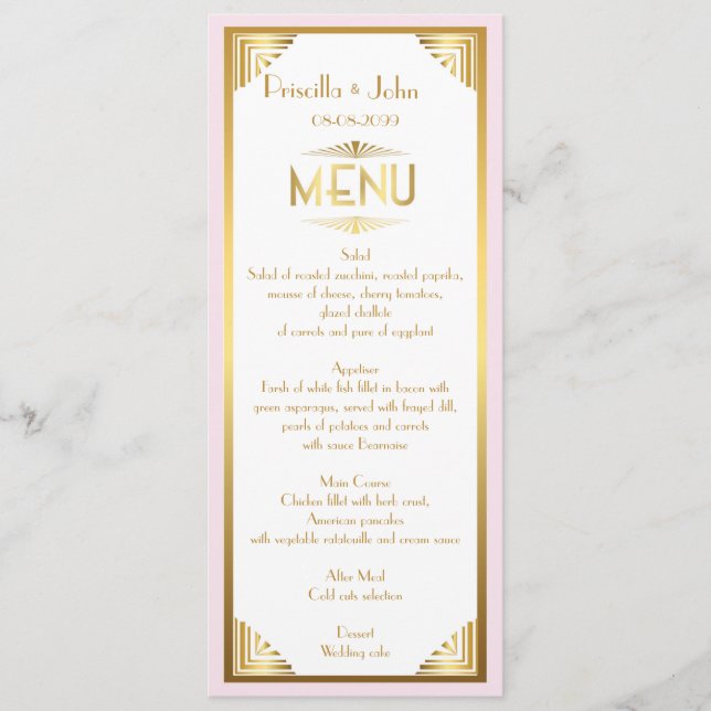 Menu Casamento de Menu,reunião de menu,Gatsby de excele (Frente)