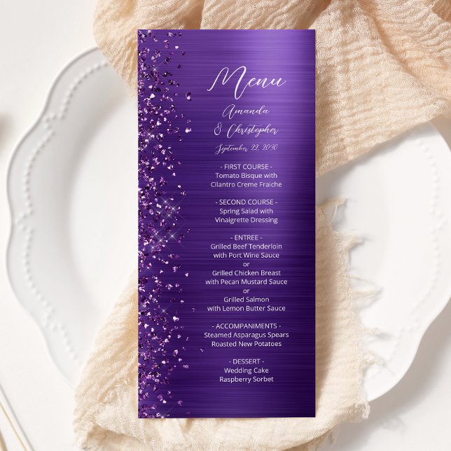Menu Casamento De Metais Brutos Com Glitter Puro Glam (Criador carregado)