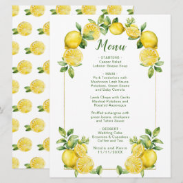 Menu Casamento de Moldura de Lemon Greenery