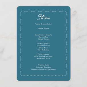 Menu Casamento de Moldura de Onda Azul-Teal Moderno
