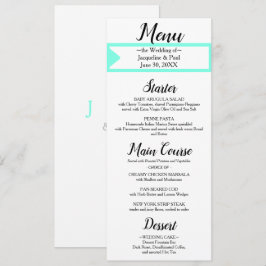Menu Casamento de Monograma Branco Turquesa