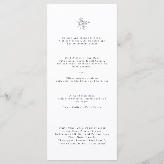 Menu Casamento de Monograma de Cereja Minimalista (Verso)