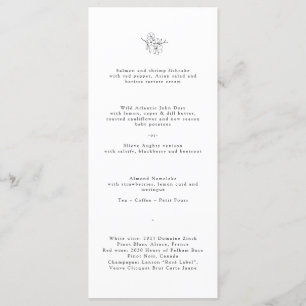 Menu Casamento de Monograma de Cereja Minimalista