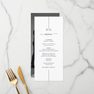 Menu Casamento de Monograma de Foto Moderna Minimalista