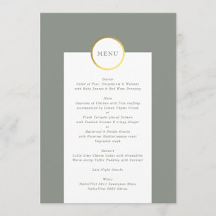 Menu Casamento de Monograma do Círculo de Folha Verde e