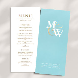 Menu Casamento de Monograma Elegante