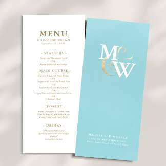 Menu Casamento de Monograma Elegante