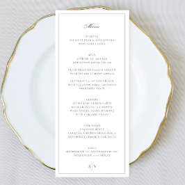 Menu Casamento de Monograma Elegante em Verde Sage em M