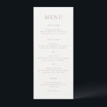 Menu Casamento de Monograma Neutro Terrestre Elegante<br><div class="desc">Menu de casamento elegante com um design clássico com seu monograma em uma fonte de script junto com seu menu em uma fonte de serifa tradicional.</div>