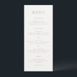 Menu Casamento de Monograma Neutro Terrestre Elegante<br><div class="desc">Menu de casamento elegante com um design clássico com seu monograma em uma fonte de script junto com seu menu em uma fonte de serifa tradicional.</div>