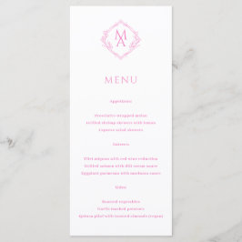 Menu Casamento de Monograma Rosa Floral de Diamond