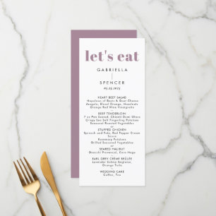 Menu Casamento de Monograma Roxo Púrpura Moderna Chic