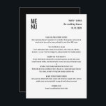 Menu Casamento de Na moda branco preto minimalista mode<br><div class="desc">Menu de Casamento de Na moda branco preto minimalista moderno</div>