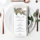 Menu Casamento de Natal Elegante Watercolor<br><div class="desc">Este belo cardápio é perfeito para o seu próximo evento! Edite facilmente os itens de menu e exiba este belo design em cada placa! Veja a coleção inteira para mais itens correspondentes!</div>
