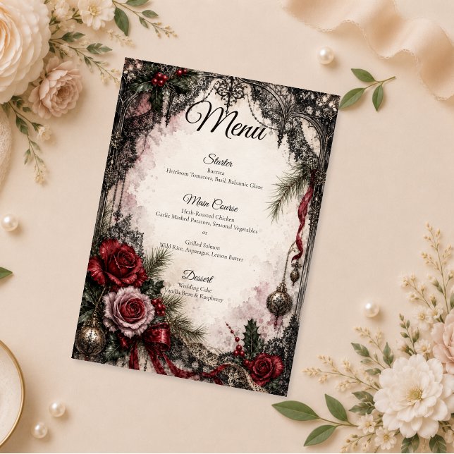 Menu Casamento de Natal Gótico Romântico (Criador carregado)