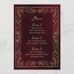 Menu Casamento de Natal Red Dourado Holly Berry