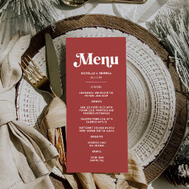 Menu Casamento de Natal Vermelho Profundo